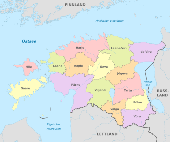 Counties of Estonia (after the 2017 Administrative Reform)