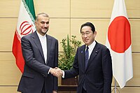 Abdollahian with Japanese Prime Minister Fumio Kishida in Tokyo, Japan, 7 August 2023
