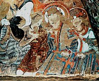 King Suvarnapuspa and his Queen (龟兹国王与王后供养像) in Cave 69 (dated 600-647 CE per Chinese sources).[217]