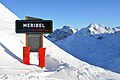 Méribel welcome sign, placed between different areas of the linked ski resort Les Trois Vallées