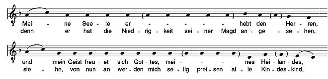 music and text of the beginning of the Magnificat