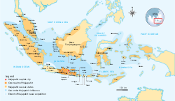 The extent of Majapahit according to some sources. But not according to Nagarakretagama, which also included Sunda into the empire, as the entirety of Java was claimed according to canto 42 of the manuscript.