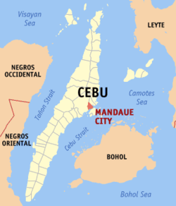 Map of Cebu with Mandaue highlighted