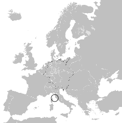 Location of the Principality of Elba within Europe