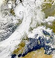 Foehn can be initiated when deep low-pressure systems move into Europe, drawing moist Mediterranean air over the Alps.