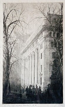 Etching of a side of the building