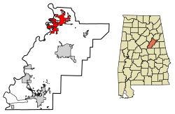 Location of Lincoln in Talladega County, Alabama.