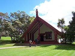 Te Whare Rūnanga, the carved meeting house on the Waitangi Treaty Grounds