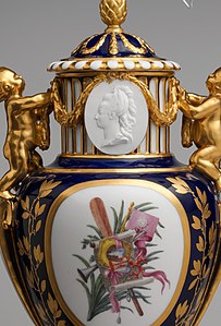 Louis XVI style medallion with a portrait relief on a vase with cover, by the Sèvres Porcelain Manufactory, c.1778, soft-paste porcelain, Metropolitan Museum of Art, New York