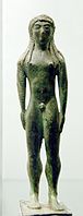 Naked youth, votive statuette. Bronze. Chiusi, 550–530 BC
