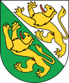 Zwei schreitende goldene Löwen im Wappen des Kantons Thurgau