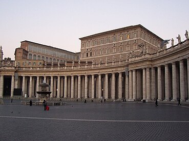 A section of the enormous colonnade around the piazza of St Peter's Basilica, Rome