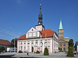 Town hall and the St. Adalbert Church in the background