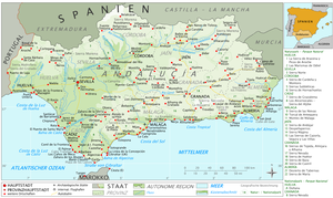 Karte der Autonomen Gemeinschaft Andalusien