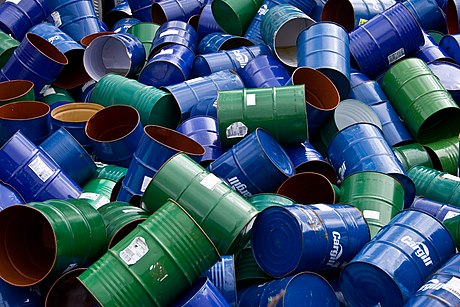 While the barrel as a unit of measurement for oil is 42 U.S. gallons, actual barrels used in industry are typically 55 U.S. gallons or 200 litres internationally.