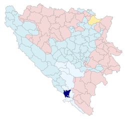 Location of Čapljina within Bosnia and Herzegovina
