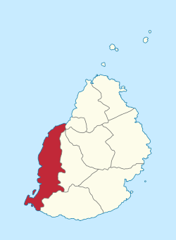 Map of Mauritius island with Black River District highlighted