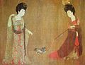 Paintings of women wearing Daxiushan during the Tang Dynasty