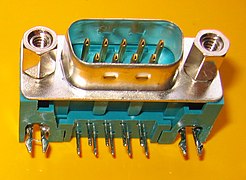 DE-9 (männlich) 90°-Leiterplatten­montage, blaugrün für serielle Schnittstelle RS-232/V.24