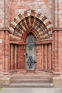 Gothic door of the St Magnus Cathedral (Kirkwall, Scotland)
