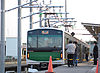 JR East EV-E301 series battery EMU set V1 being recharged at Karasuyama Station in March 2014