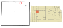 Location within Gove County and Kansas