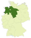 Map of Germany:Position of Lower Saxony highlighted