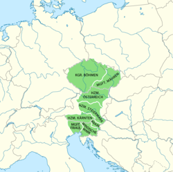 The Czech lands and other countries under the control of Ottokar II