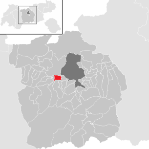 Lage der Gemeinde Kematen in Tirol im Bezirk Innsbruck-Land (anklickbare Karte)