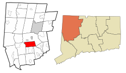 Morris' location within Litchfield County and Connecticut