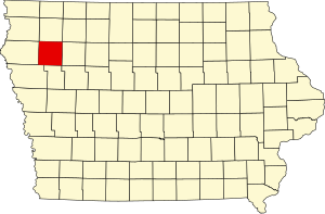 Map of Iowa highlighting Cherokee County
