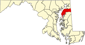 Map of Maryland highlighting Kent County
