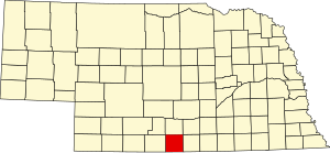 Map of Nebraska highlighting Harlan County