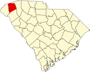 Map of South Carolina highlighting Pickens County