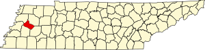 Map of Tennessee highlighting Crockett County
