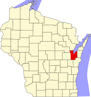 Map of Wisconsin highlighting Brown County