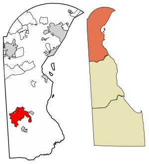 Location of Middletown in New Castle County, Delaware.