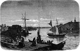 The harbor of Ratan in the 1870s. Drawing in Ny Illustrerad Tidning
