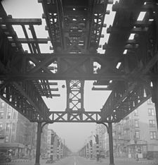 Looking south on First Avenue from 13th Street during the demolition of the Second Avenue El in September 1942