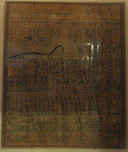 The 11th hour of the book Amduat, depicting (bottom) Cavern deities.
