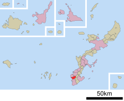 Location of Tomigusuku in Okinawa Prefecture