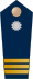 Blue epaulette with a silver button and 3 small golden stripes