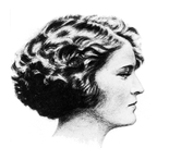 A profile drawing a woman with short wavy hair