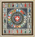 Print of a Wappenscheibe of the 22 coats of arms of the restored Swiss Confederacy (1815)[23]