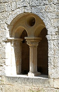 A cloister window at Silvacane Abbey, France.