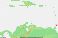 Location of Tobago in Caribbean