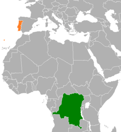 Lage von Demokratische Republik Kongo und Portugal