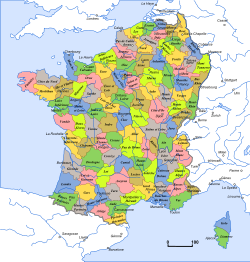 The French Republic in 1801, delineating departments