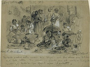 French Market, New Orleans, sketch by A. R. Waud, 1871