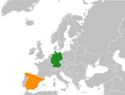 Map indicating locations of Germany and Spain